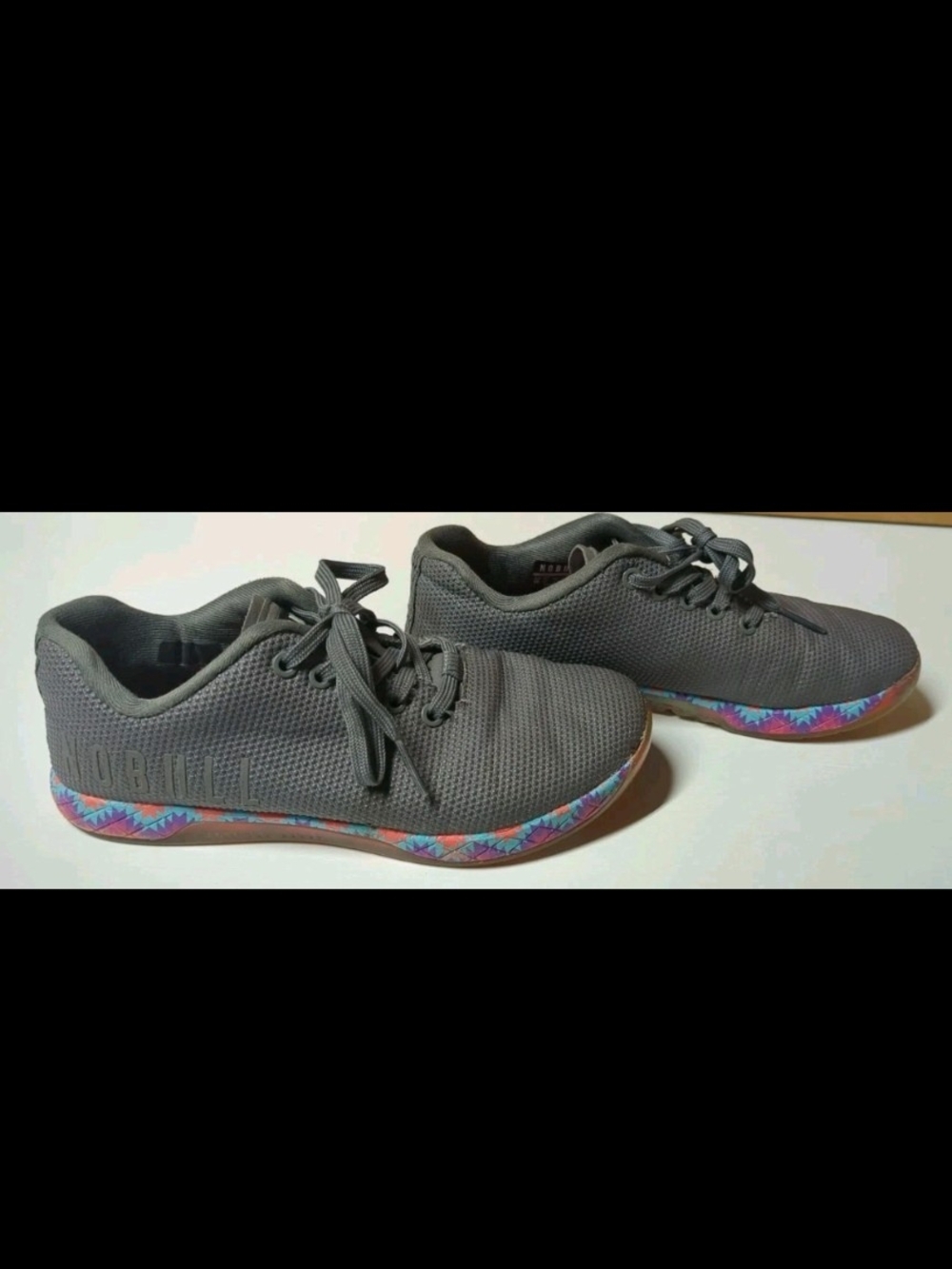 Nobull Gray PatchWork Rainbow SuperFabric Trainer Shoes Women's 6.5
